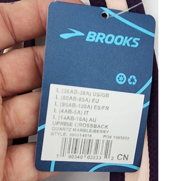 New NWT Brooks Uprise Crossback Quartz Marble Large A/B Cup Medium Impact - Picture 6 of 7